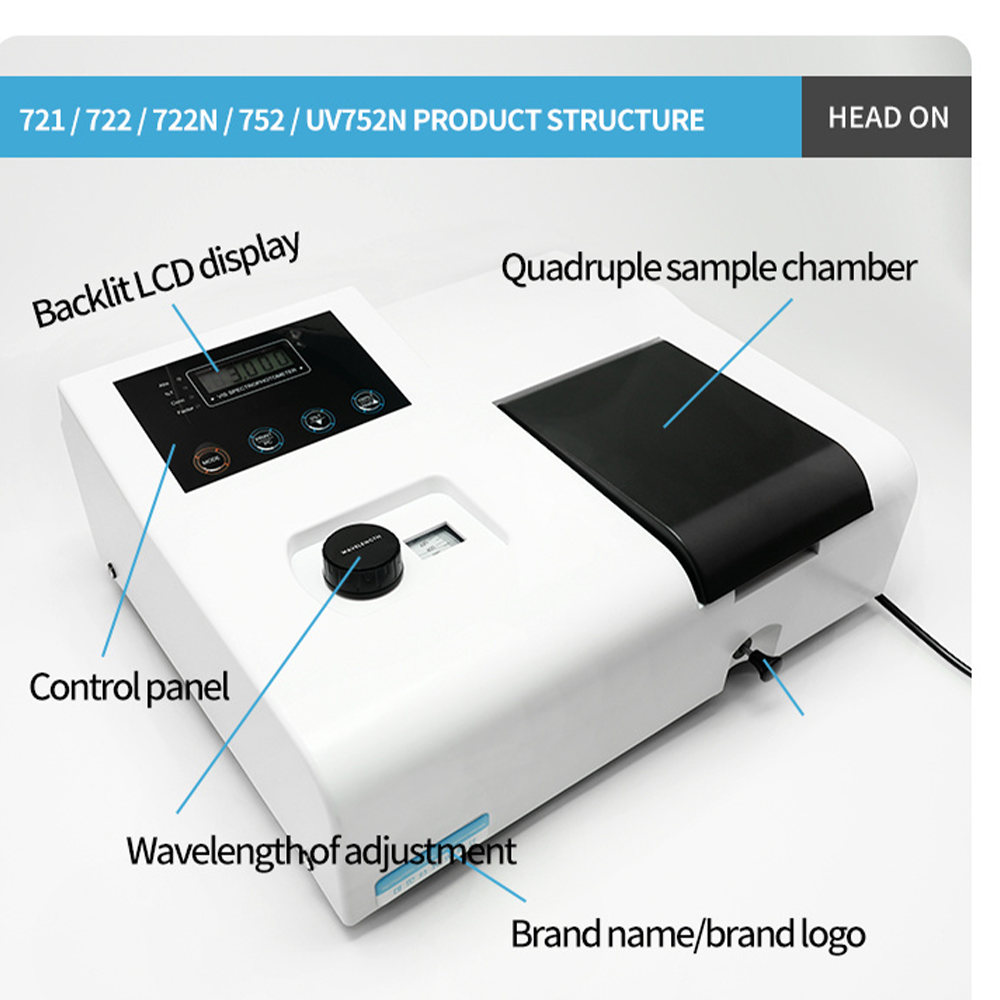 Qiujing Digital Display Manual 4-6NM synlig spektrofotometer med importerad volframlampa 721/722N/722N/S